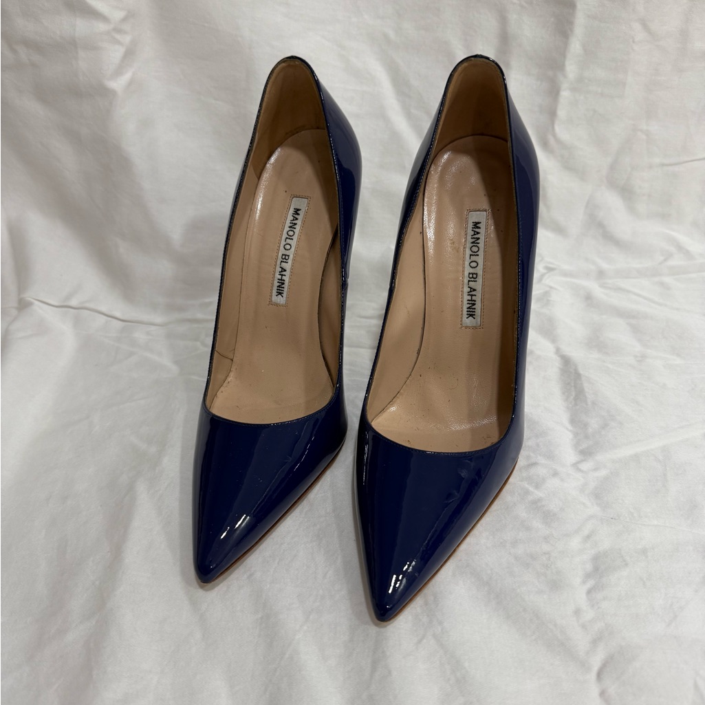 Manolo Blahnik Bb 105 Blue Patent Leather Pump